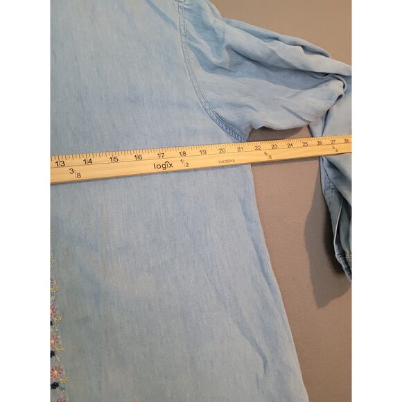 VTG Northern Reflections Chambray Shirt M Blue Embroidered Denim GUC - Picture 6 of 11